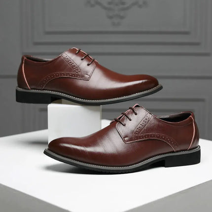 Roma Wingtip Dress Shoes with brogue detailing, featuring orthopedic insoles and lightweight sole for all-day comfort in brown leather.