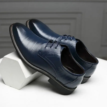 Roma Wingtip Dress Shoes with brogue detailing and orthopedic insole, featuring premium synthetic leather for style and comfort.