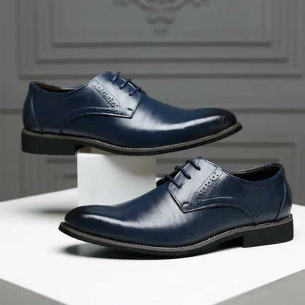 Roma Wingtip Dress Shoes with brogue detailing and orthopedic insole, showcasing Italian-inspired design in premium synthetic leather.
