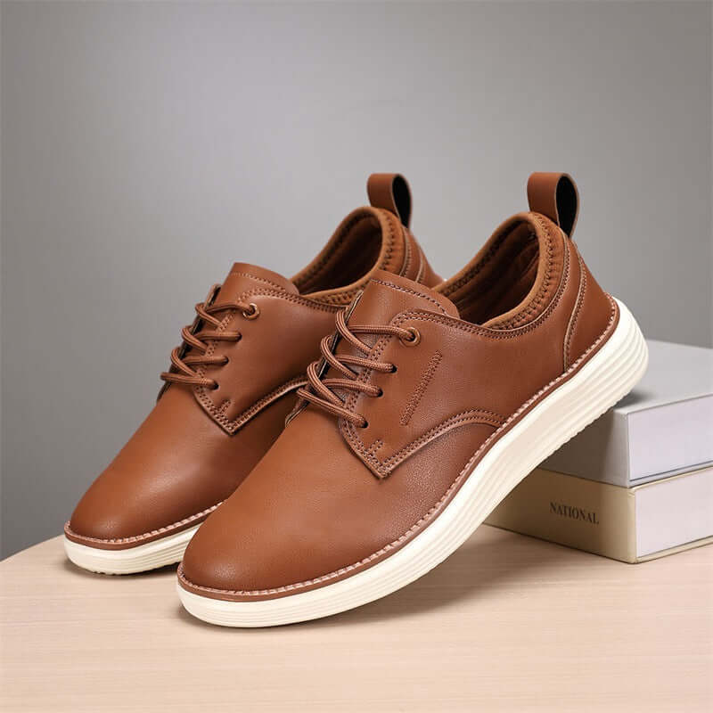Ruvano Leather Sneakers - men's casual sneakers with orthopedic comfort, stylish, lightweight, ideal for daily wear, travel, and casual outfits.