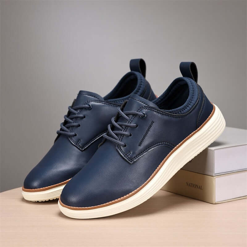 Ruvano Leather Sneakers for men, offering comfort and style with orthopedic cushioning, slip-on design, and lightweight feel for everyday wear.