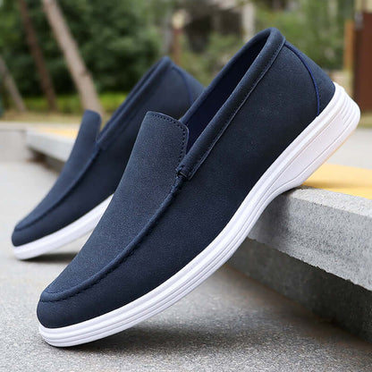 Salento Suede Loafers, elegant men's leather loafers with cushioned insole, slip-on luxury for formal occasions.