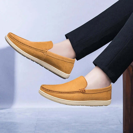 Salerno Leather Loafers for men, showcasing slip-on comfort and premium formal style in genuine leather and lightweight design.