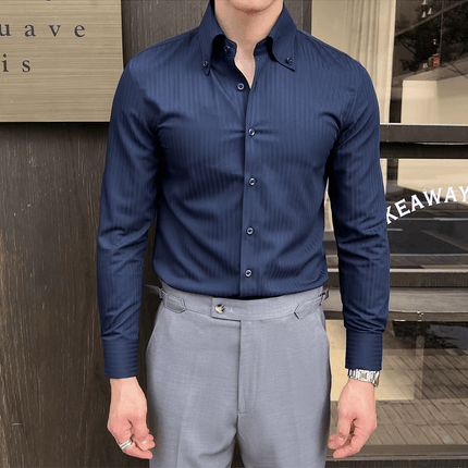 Savile Dress Shirt - stylish men's shirt with tailored fit, breathable stretch fabric, ideal for casual, work, and social occasions.
