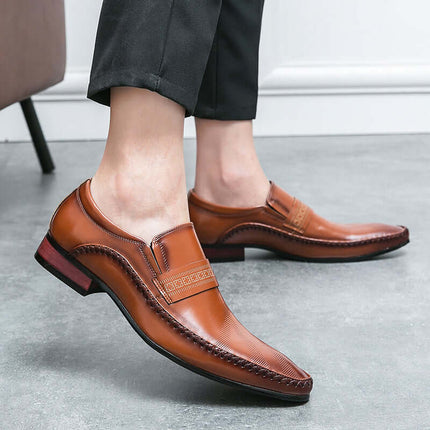 Silvano Leather Loafers for men in Italian leather with cushioned insoles and decorative strap, perfect for elegant, slip-on formal style.