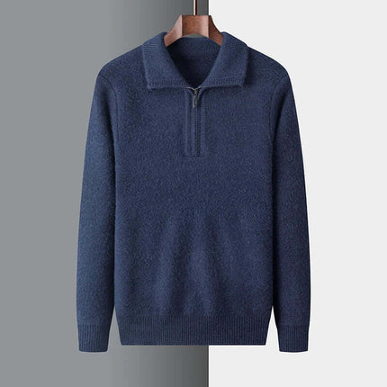 Sinclair Sweater - Men's winter knitwear in soft natural wool, featuring ribbed collar and cuffs for cozy comfort and style.