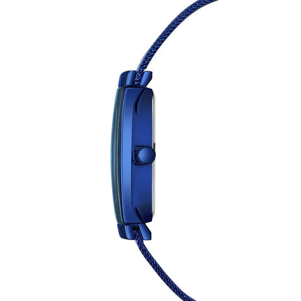 Side view of Square Quartz Watch Blue Azurix Edge with blue strap and modern design for men