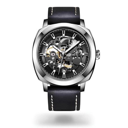 Stravon Helix Automatic Edition open-heart watch with leather strap