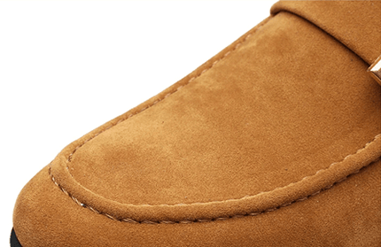 Close-up of Suede Signature Loafers showcasing elegant suede texture and premium craftsmanship.