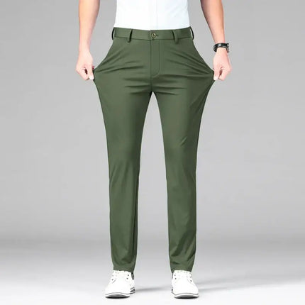 The Everyday Pants in green, showcasing breathable, flexible fit for men's casual wear, ideal for work, travel, and style.