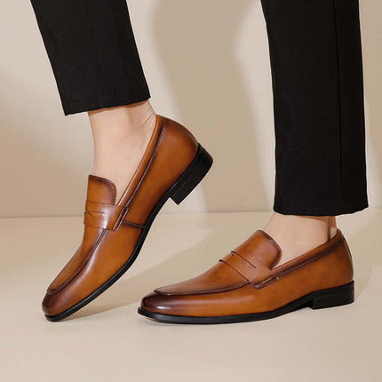 Elegant Tuscano Leather Loafers for men with premium slip-on comfort, showcasing a formal and sophisticated style. Perfect for the modern gentleman.