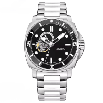 Valenor Automatic Diver Signature watch with stainless steel strap and black dial