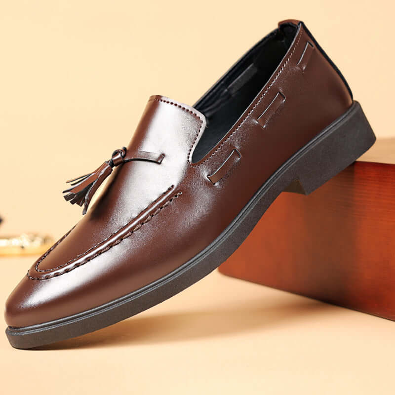 Valente Leather Tassel Loafers - elegant men's leather loafers with slip-on luxury and formal style.