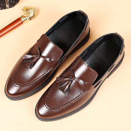 Valente Leather Tassel Loafers - Premium men's slip-on formal loafers with elegant tassel detail, perfect for style and comfort.