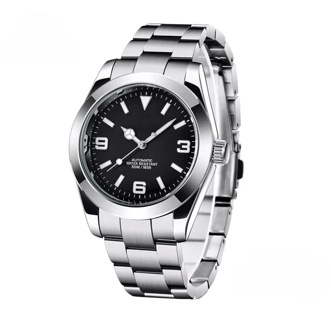 Valenti Automatic – Classic Edition men's watch with silver bracelet and black dial