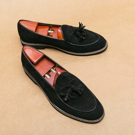 Valenti Italian Suede Loafers with tassel detail, elegant slip-on men's leather loafers, perfect luxury formal style with premium comfort