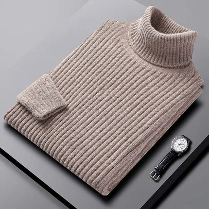 Varezzi Turtleneck men's winter sweater with a thick ribbed knit design, showcasing a warm, comfortable style perfect for cold-weather layering.