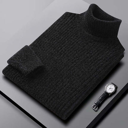 Varezzi Turtleneck in thick ribbed knit, showcasing premium men's winter sweater with structured collar and soft, warm texture for cozy layering.