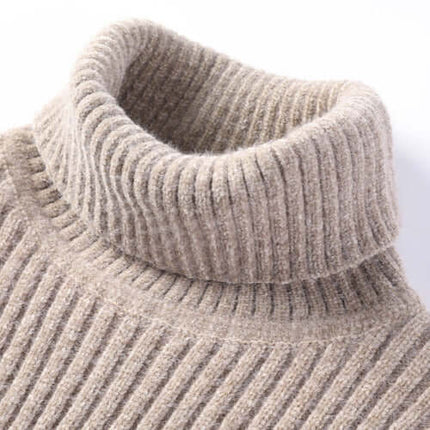 Varezzi Turtleneck men's winter sweater in thick ribbed knit, showcasing structured collar and soft texture for warmth and style.