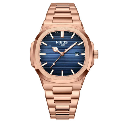 Veltron Milano 40 Rose Gold Watch with blue dial and stylish rose gold strap, showcasing men's luxury timepiece.