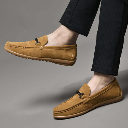 Veneto Suede Loafers showcasing premium suede, sleek design, and slip-on comfort. Perfect men's leather loafers for formal and casual style.