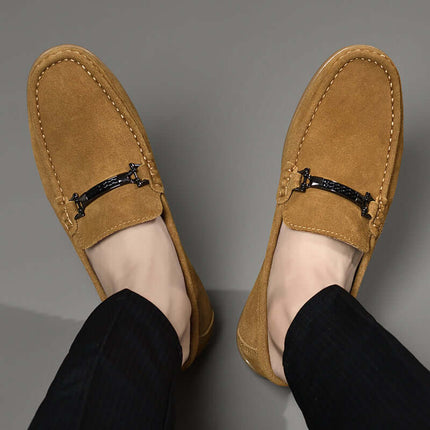 Veneto Suede Loafers - elegant men's formal slip-on leather shoes with soft suede finish, perfect for luxury style and comfort.