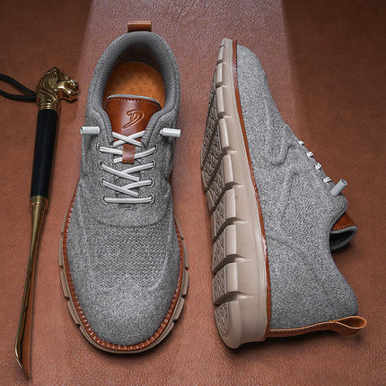 Vercelli Flyknit Sneakers for men in gray, showcasing lightweight breathable design and cushioned insole for comfortable everyday wear and travel.