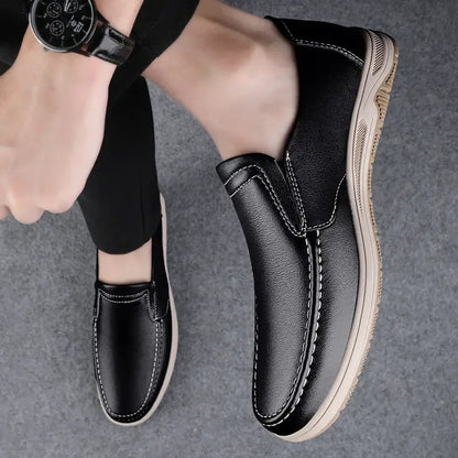 Winfield Loafers - Elegant men's leather slip-on shoes with cushioned footbed and non-slip sole for formal style and all-day comfort.