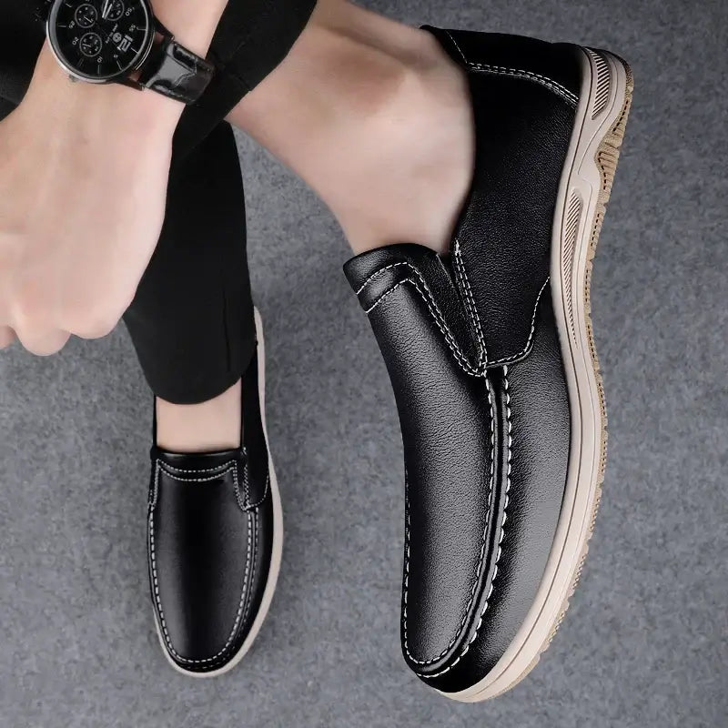 Winfield Loafers - Elegant men's leather slip-on shoes with cushioned footbed and non-slip sole for formal style and all-day comfort.